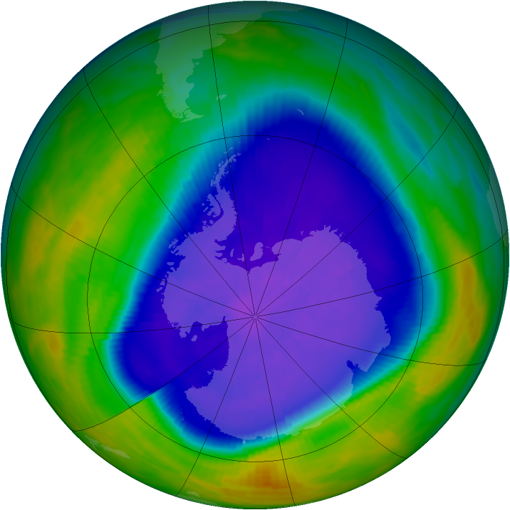 Antarctic ozone map for 27 September 1992
